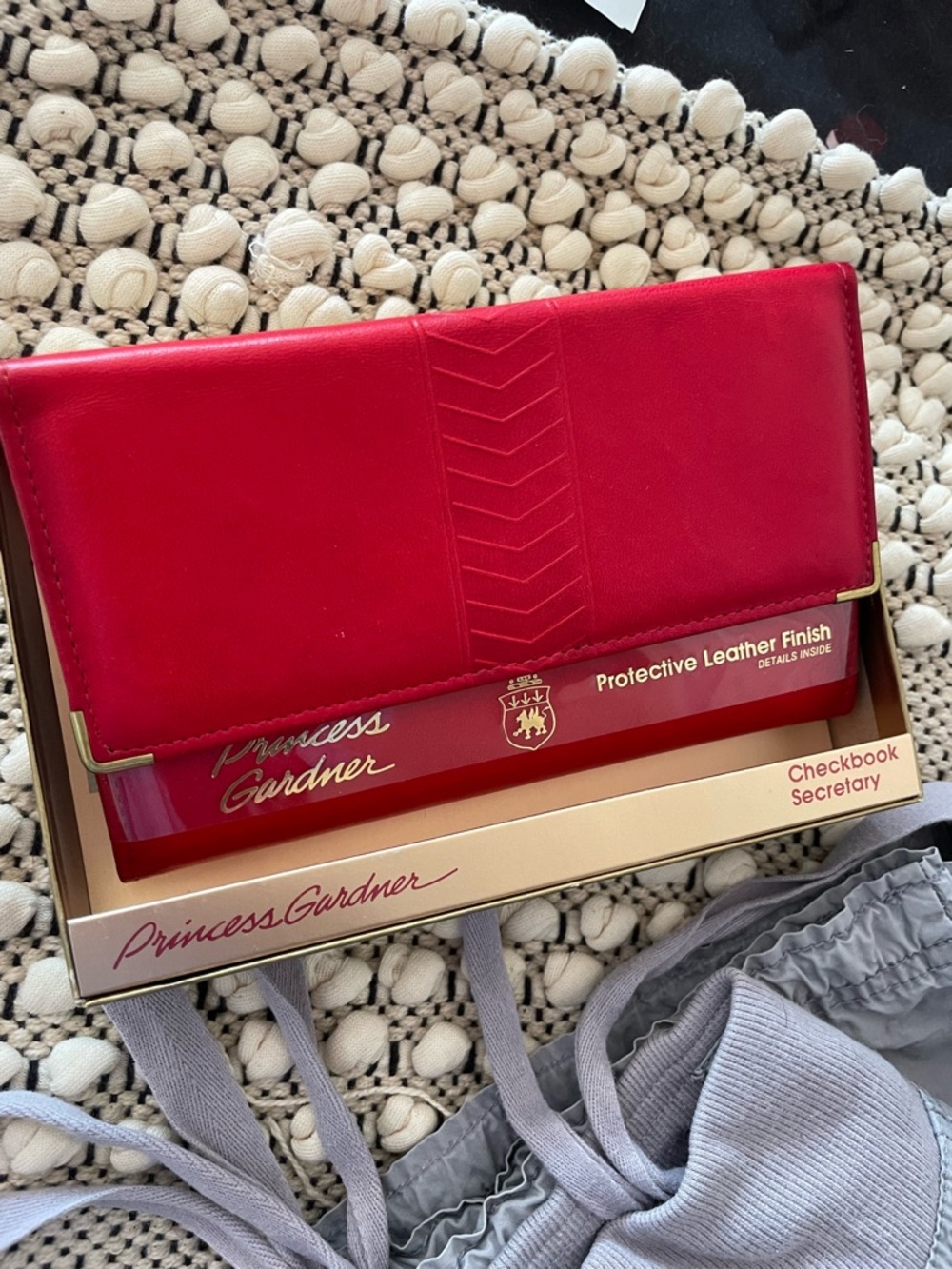 Red Leather Wallet with Checkbook Cover and Photo Pages  - Genuine Lambskin